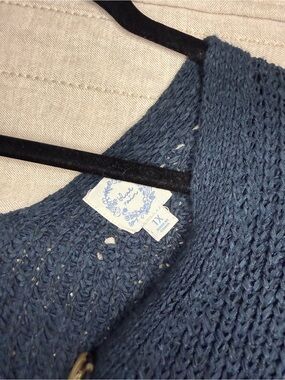 Blue Rain Navy Open-Weave Button Cardigan